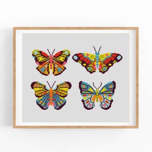 Butterfly cross stitch pattern, Insects, Entomology cross stitch, Moth embroidery wall decor, Modern cross stitch .Instant download PDF