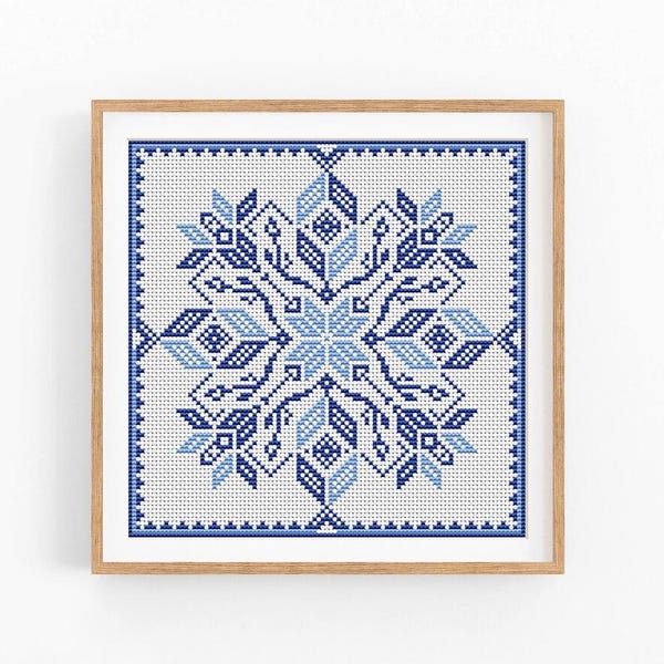 Cross stitch pattern. Folk Embroidery Ornament. Modern Counted cross stitch chart. Nature embroidery. Cushion x-stitch.Instant download PDF.