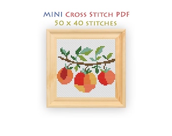 Tomato Cross Stitch Pattern, Rustic Kitchen Design, Beginner Friendly Chart, Modern Mini Embroidery, Instant Download PDF