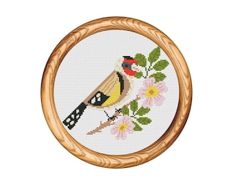 Bird Branch Cross Stitch Pattern: Modern Nature Embroidery Chart (Instant Download PDF)