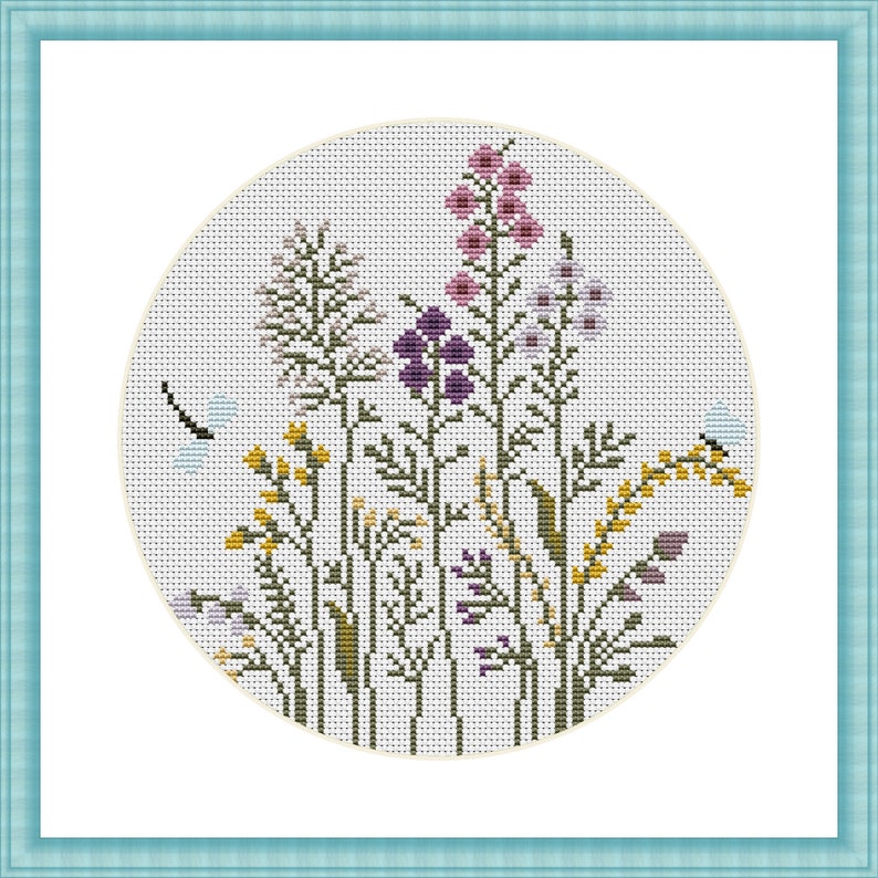 Herbs and Flowers. Modern Cross Stitch Pattern. Counted Cross Etsy