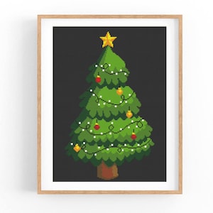 Merry Christmas Cross Stitch Pattern, Modern Cross Stitch Pattern, Holidays Cross Stitch Pattern, Christmas Tree, Instant Download PDF