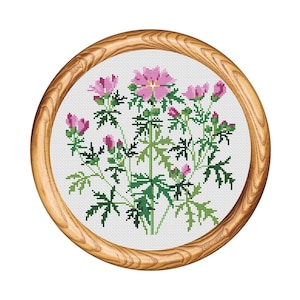 Flowers Cross Stitch Pattern. Flower xstitch. Counted cross stitch chart. Nature hoop art embroidery. Small xstitch. Instant download PDF