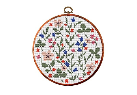 Wild Flowers. Modern Cross Stitch Pattern. Counted Cross Stitch