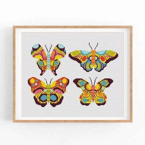 Butterfly cross stitch pattern, Insects, Entomology cross stitch, Moth embroidery wall decor, Modern cross stitch .Instant download PDF
