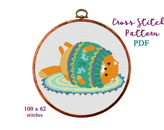 Cross stitch pattern Fat cat. Christmas cat cross stitch PDF. Merry Christmas Hand Embroidery. Cat lover gift. Counted cross stitch chart.