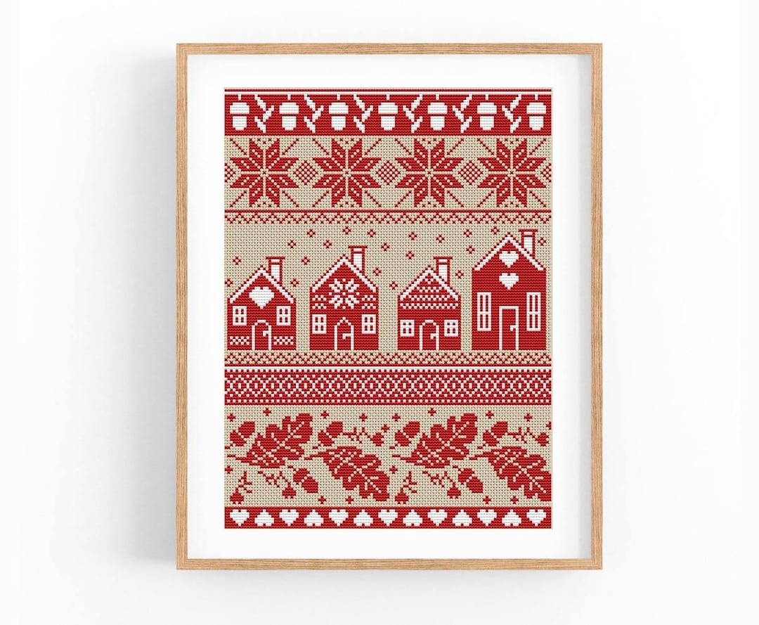 Scandinavian Folk Art Cross Stitch Pattern Nordic Xstitch Embroidery ...