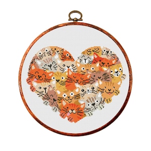 Katten kruissteekpatroon, groot modern x-steekpatroon, kruissteektabel, kitten, kattenliefhebber cadeaupatroon, instant download pdf