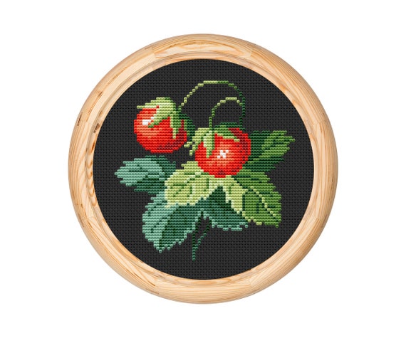 Vintage Fruit Cross Stitch Pattern, Antique Cross Stitch Design, Berlin Woolwork, Floral Bouquet, Modern Embroidery Flowers, PDF chart