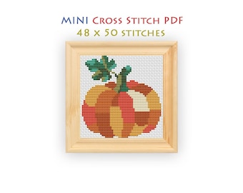 Autumn Pumpkin Cross Stitch Pattern, Farm Harvest Chart, Beginner Mini Embroidery, Instant Download PDF