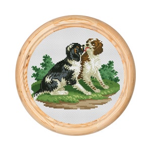 Vintage Cross Stitch Pattern, Antique Cross Stitch Design, Puppy, Dog x-stitch, Animal Victorian Embroidery, instant download PDF