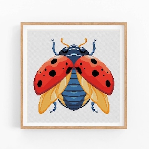 Cross stitch pattern, Ladybug, Insect, Nature cross stitch, Modern counted cross stitch chart. Hand Embroidery, Instant download PDF
