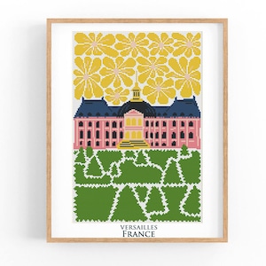 Cross Stitch Versailles France Travel Poster. Cityscape, Abstract. Counted Cross Stitch Chart Landscape PDF Instant Download.