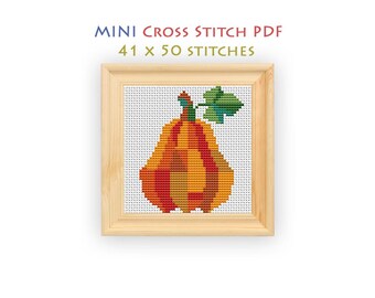 Elongated Pumpkin Cross Stitch Pattern, Mini Autumn Harvest Chart, Beginner Embroidery PDF, Instant Download