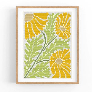 Kruissteekpatroon Abstracte bloemenkunst, modern x-stitchpatroon, bloemen kruissteekkaart, natuurornamentpatroon, instant download pdf