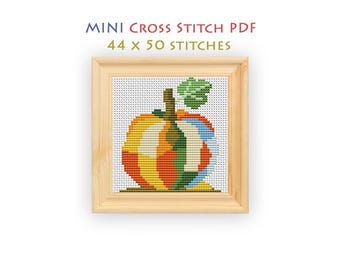 Pumpkin Cross Stitch Pattern, Farm Harvest Chart for Beginners, Mini Embroidery, Instant Download PDF