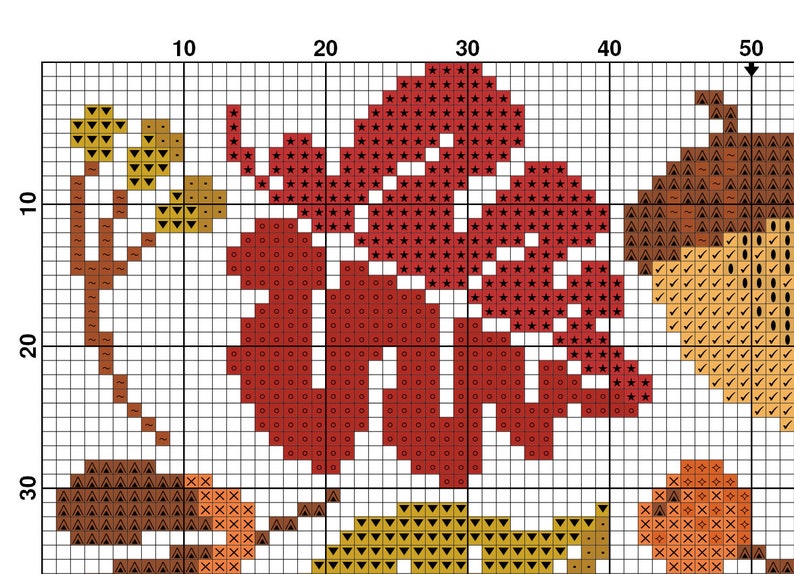 Fall cross stitch pattern, Halloween, Fall cross stitch PDF, Thanksgiving, Autumn Season Hand Embroidery. Modern counted cross stitch chart. image 3