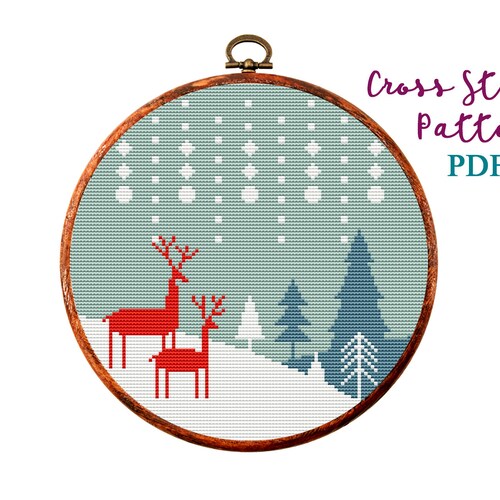 Christmas Cross Stitch Pattern Modern Merry Etsy
