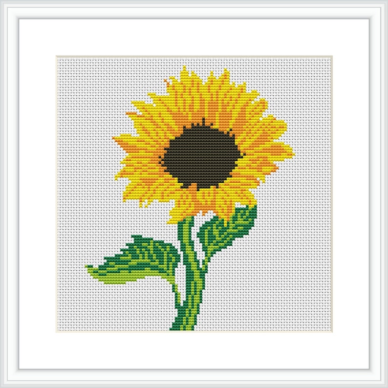 Cross Stitch Pattern. Sunflower. Summer Flower. Counted cross stitch chart. Nature hoop art embroidery. Small xstitch.Instant download PDF image 8