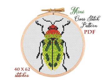 Mini Bug Cross Stitch Pattern: Easy Insect Embroidery Chart (PDF Download)