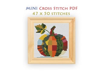Abstract Pumpkin Cross Stitch Pattern, Mini Autumn Harvest Chart, Modern Beginner Embroidery PDF, Instant Download
