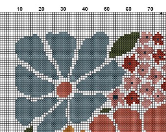 Cross Stitch Pattern Modern Floral Abstract, Modern Flowers