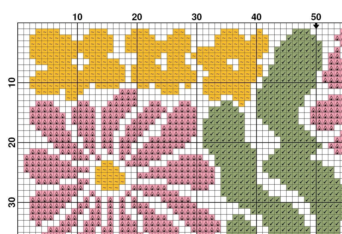 Cross Stitch Pattern Modern Floral Abstract, Easy X-stitch