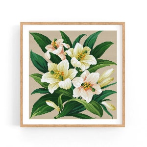 Vintage Flowers Cross Stitch Pattern, Antique Cross Stitch Design, Floral x-stitch pattern, Embroidery Flowers, instant download PDF