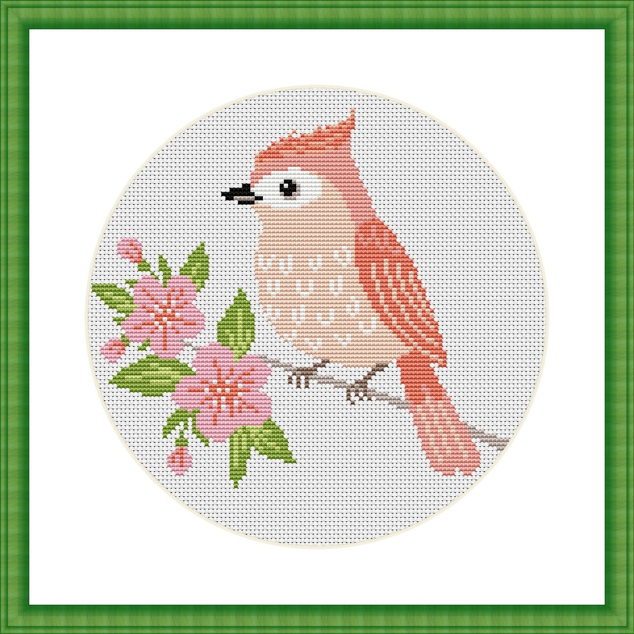 Flowers and Bird Cross Stitch Pattern. Modern Counted Cross | Etsy