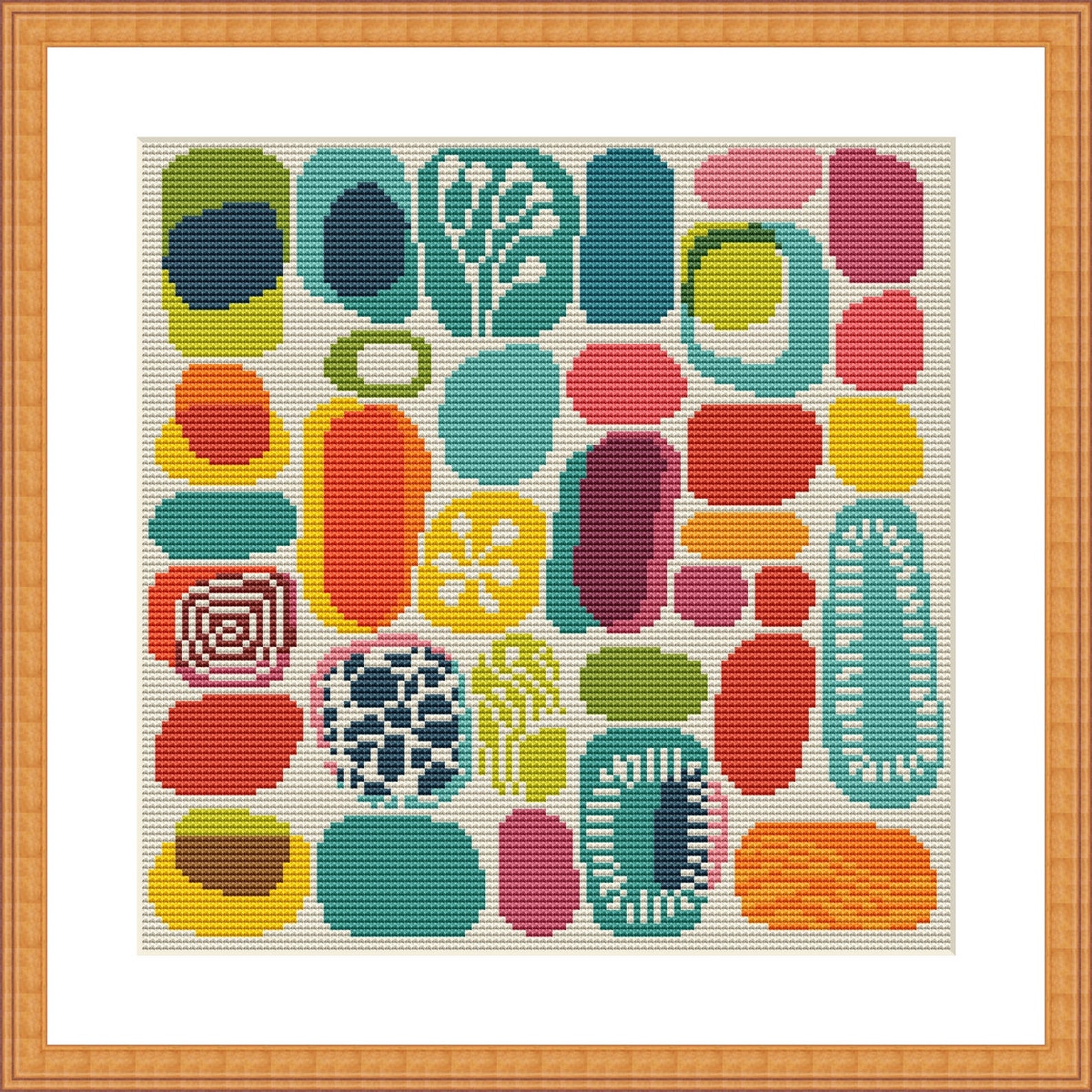 Abstract Cross Stitch Pattern, Modern Colorful X-stitch Pattern ...