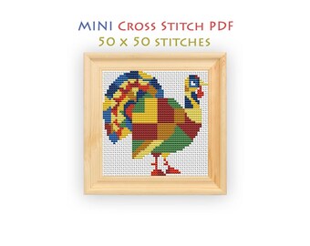 Abstract Turkey Cross Stitch Pattern, Compact Chart for Beginners, Mini Embroidery, Instant Download PDF