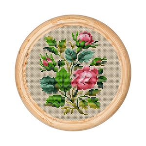 Vintage Flowers Cross Stitch Pattern, Antique Cross Stitch Design, Mini Floral x-stitch pattern, Embroidery Flowers, instant download PDF