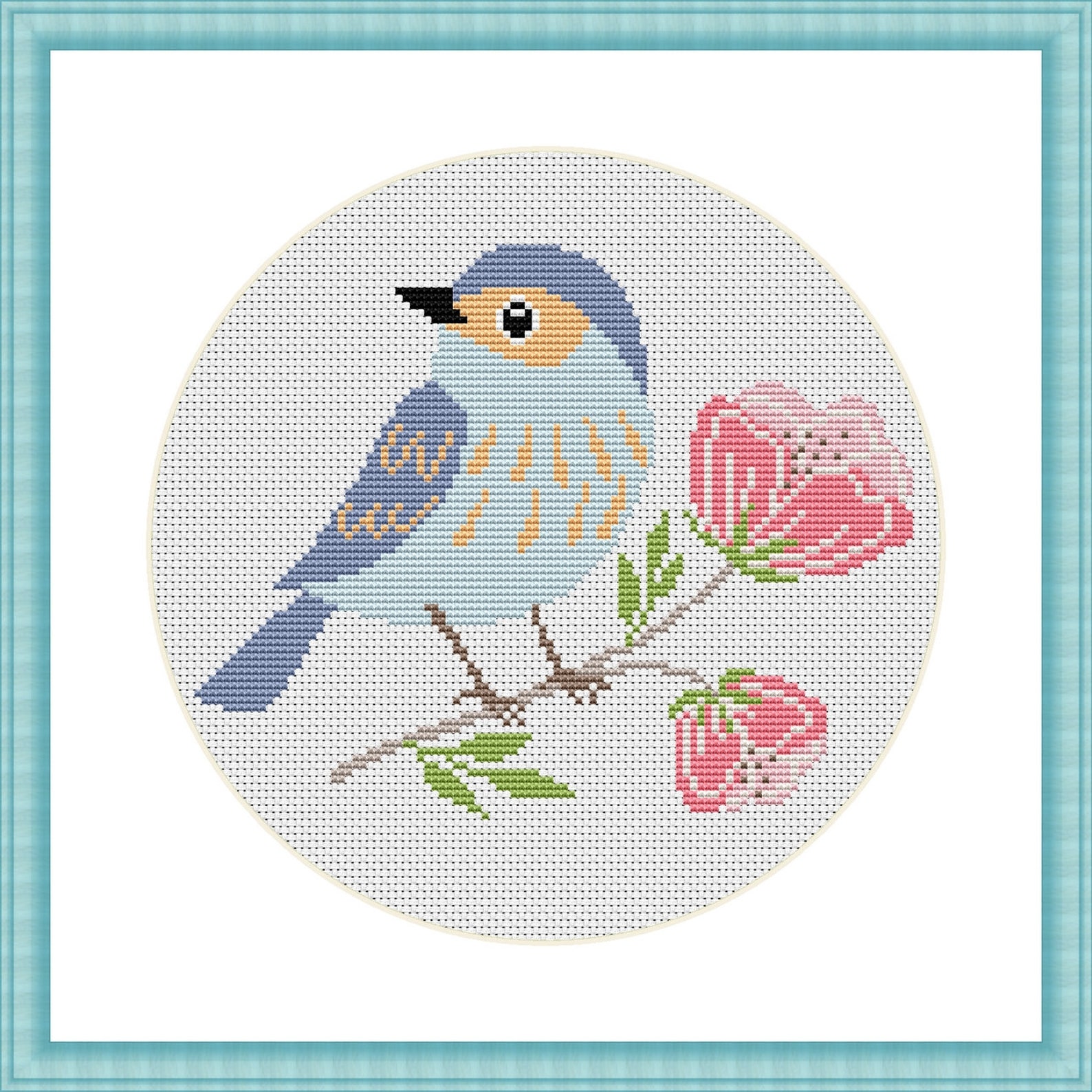 Flowers and Bird Cross Stitch Pattern. Modern Counted Cross - Etsy
