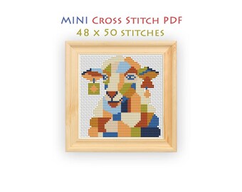 Abstract Sheep Cross Stitch Pattern, Compact Chart for Beginners, Mini Embroidery, Instant Download PDF