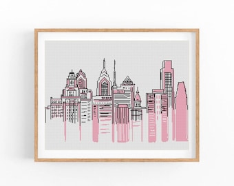 New York City Cross Stitch Pattern. USA Travel Poster. Counted Cross Stitch Chart. Concept Cityscape Embroidery PDF Instant Download.