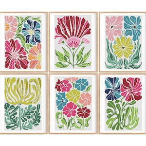 Set van 6 moderne bloemen kruissteekpatronen, abstracte natuur kruissteek, plant, eenvoudig te tellen kruissteekkaart. Pdf direct downloaden