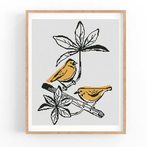Liefde kruissteekpatroon moderne vogel abstract, zwart x-steekpatroon, kruissteektabel, liefde natuurpatroon, instant download pdf