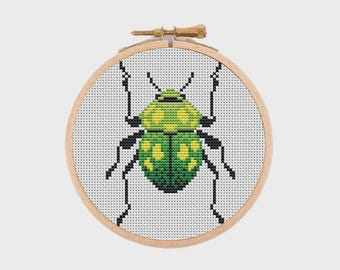 Mini Cross Stitch Pattern. Little bug. Counted cross stitch chart. Insect embroidery. Tiny xstitch for beginners. Instant download PDF