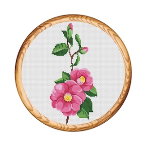 Flowers Cross Stitch Pattern. Flower xstitch. Counted cross stitch chart. Nature hoop art embroidery. Small xstitch. Instant download PDF