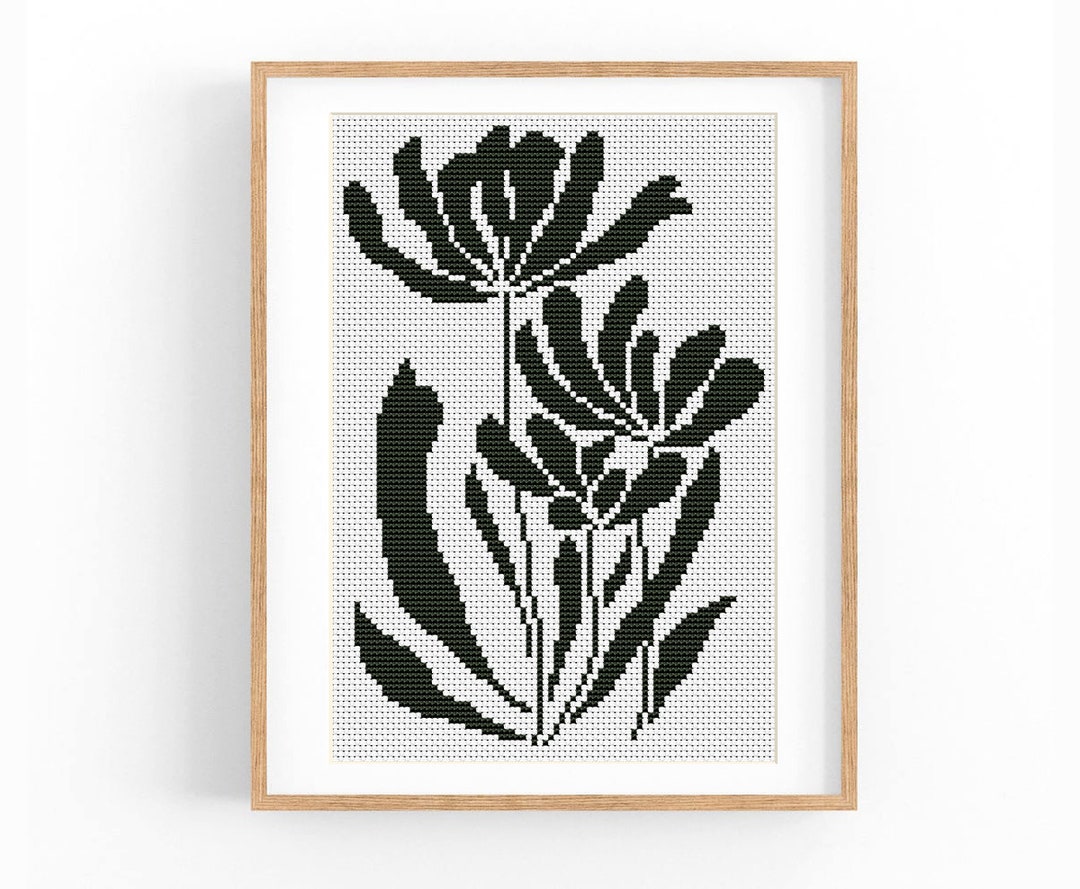 Cross Stitch Pattern Modern Floral Abstract, Easy X-stitch