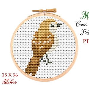 Mini Cross Stitch Pattern. Little bird. Counted cross stitch chart. Bird hoop art embroidery. Tiny xstitch for beginner.Instant download PDF