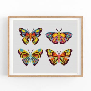 Butterfly cross stitch pattern, Insects, Entomology cross stitch, Moth embroidery wall decor, Modern cross stitch .Instant download PDF