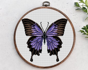 Butterfly cross stitch pattern, Flying insect nature cross stitch, Hoop Embroidery. Easy counted cross stitch chart. Instant download PDF