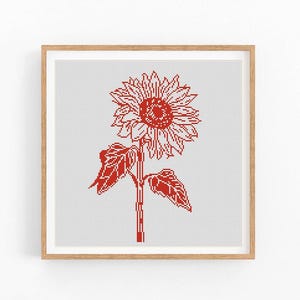 Kreuzstich Stickmuster. Sonnenblume. Einfarbige Blume. Kreuzstichvorlage. Naturstickerei. Einfarbiger xstitch.Instant download PDF
