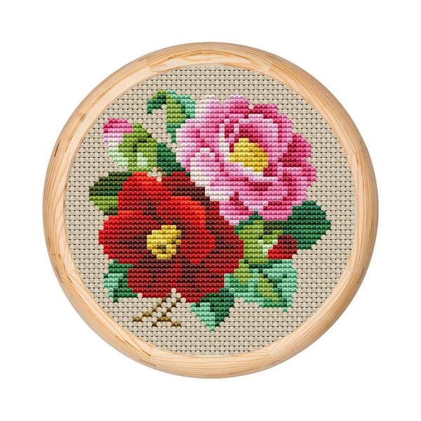 Vintage Blumen Kreuzstich Muster, antike Kreuzstich Design, Mini Floral x-Stich Muster, Stickerei Blumen, sofort download PDF