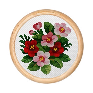 Vintage Flowers Cross Stitch Pattern, Antique Cross Stitch Design, Mini Floral x-stitch pattern, Embroidery Flowers, instant download PDF