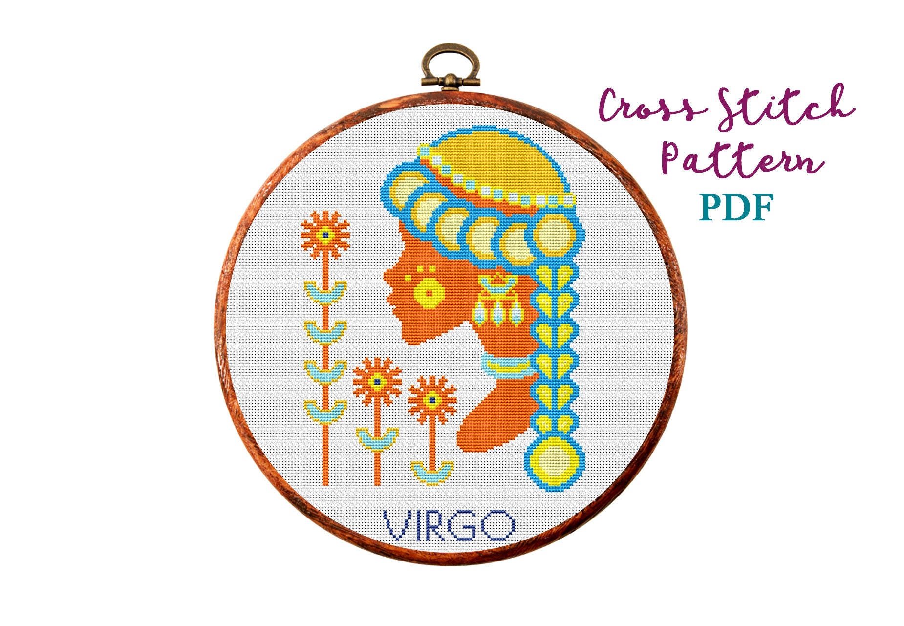 Cross Stitch Pattern. Virgo. Zodiac sign. Modern Counted cross -   Portugal