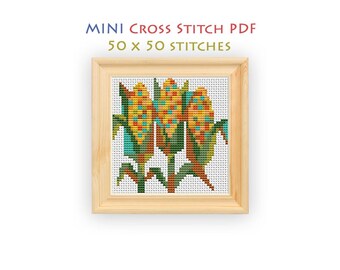 Abstract Corn Cross Stitch Pattern, Compact Chart for Beginners, Mini Embroidery, Instant Download PDF