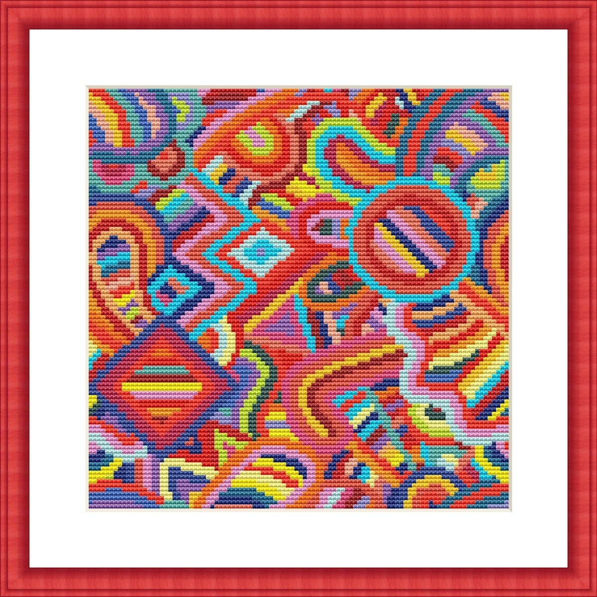 Abstract Cross Stitch Pattern, Modern Colorful X-stitch