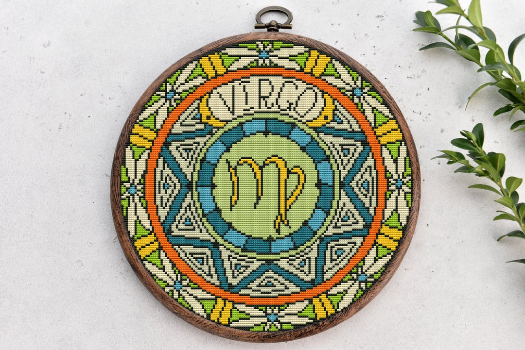 Virgo Zodiac Modern Cross Stitch Pattern Astrological Sign Embroidery